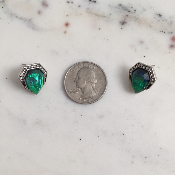 🆑 "Florence" Earrings || Green Crystal Pavé Studs - Picture 4 of 9